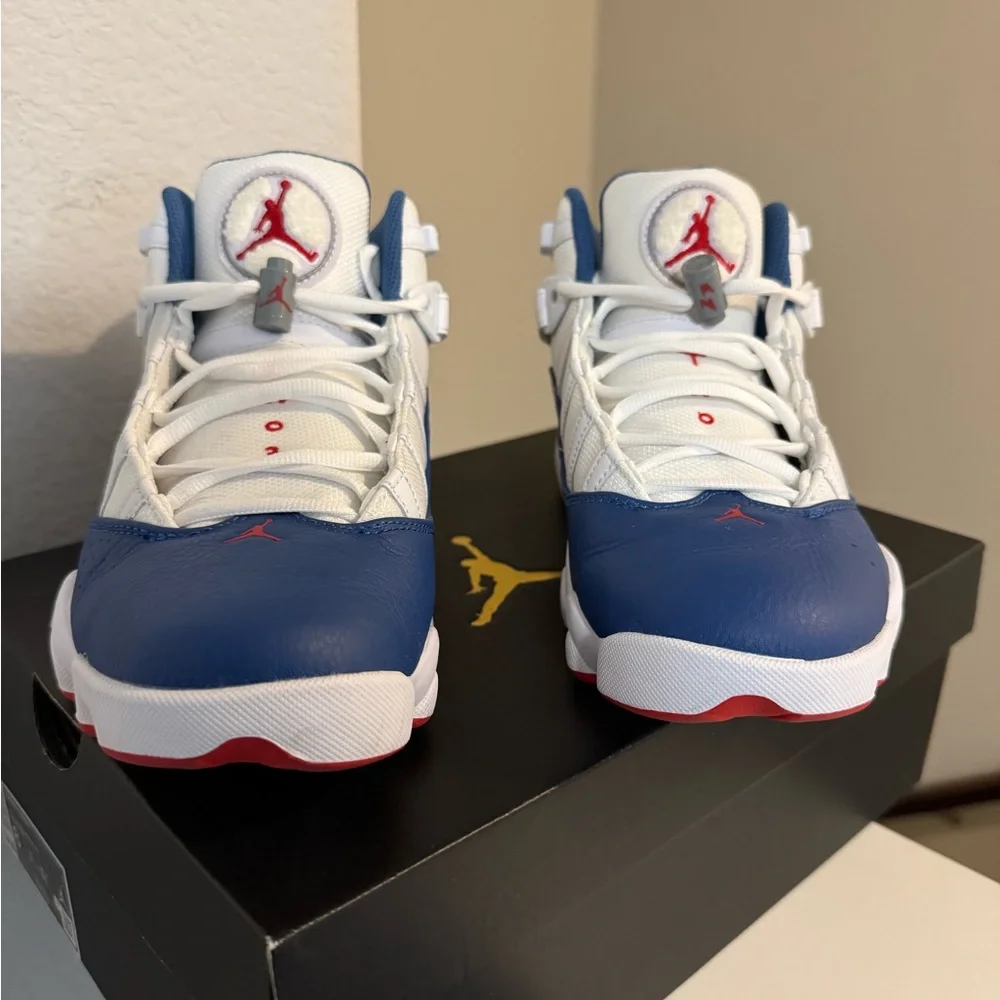 Nike Jordan 6 Rings True Blue and University Red Sneakers 8 - Picture 4 of 11